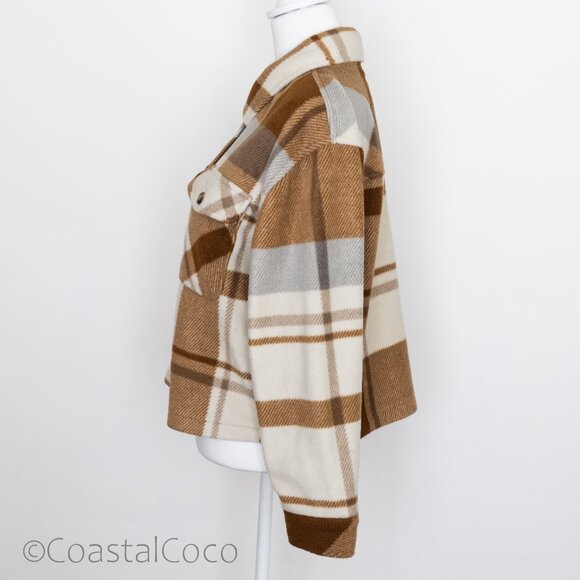 Thread Supply Auria Plaid Fleece Jacket M Oversized Coastal Flannel Scandi - Picture 5 of 15